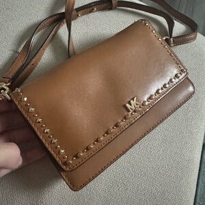 Michael Kors Brown Studded Crossbody Bag
